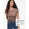 imageINLYRIC Womens Inbarely Soft Short Sleeve Tops Crew Neck Summer Going Out Tees Basic Slim Fitted Breathable TShirtBrown Purple