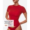 imageINLYRIC Womens Inbarely Soft Short Sleeve Tops Crew Neck Summer Going Out Tees Basic Slim Fitted Breathable TShirtLipstick Red