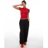 imageINLYRIC Womens Inbarely Soft Short Sleeve Tops Crew Neck Summer Going Out Tees Basic Slim Fitted Breathable TShirtLipstick Red