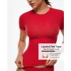 imageINLYRIC Womens Inbarely Soft Short Sleeve Tops Crew Neck Summer Going Out Tees Basic Slim Fitted Breathable TShirtLipstick Red