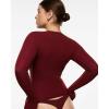 imageINLYRIC Womens Long Sleeve TShirts Crew Neck Basic Fitted Slim Crop Tops Going Out Trendy Tops Spring TeesAncora Red