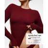 imageINLYRIC Womens Long Sleeve TShirts Crew Neck Basic Fitted Slim Crop Tops Going Out Trendy Tops Spring TeesAncora Red