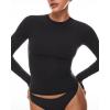 imageINLYRIC Womens Long Sleeve TShirts Crew Neck Basic Fitted Slim Crop Tops Going Out Trendy Tops Spring TeesBlack
