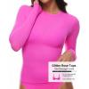 imageINLYRIC Womens Long Sleeve TShirts Crew Neck Basic Fitted Slim Crop Tops Going Out Trendy Tops Spring TeesGlitter Rose