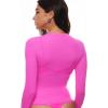 imageINLYRIC Womens Long Sleeve TShirts Crew Neck Basic Fitted Slim Crop Tops Going Out Trendy Tops Spring TeesGlitter Rose