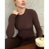imageINLYRIC Womens Long Sleeve TShirts Crew Neck Basic Fitted Slim Crop Tops Going Out Trendy Tops Spring TeesHazelnut