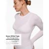imageINLYRIC Womens Long Sleeve TShirts Crew Neck Basic Fitted Slim Crop Tops Going Out Trendy Tops Spring TeesSnow White  See Through