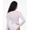 imageINLYRIC Womens Long Sleeve TShirts Crew Neck Basic Fitted Slim Crop Tops Going Out Trendy Tops Spring TeesSnow White  See Through