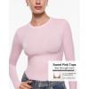imageINLYRIC Womens Long Sleeve TShirts Crew Neck Basic Fitted Slim Crop Tops Going Out Trendy Tops Spring TeesSweet Pink