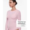 imageINLYRIC Womens Long Sleeve TShirts Crew Neck Basic Fitted Slim Crop Tops Going Out Trendy Tops Spring TeesSweet Pink