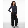 imageINLYRIC Womens Long Sleeve TShirts Crew Neck Basic Fitted Slim Crop Tops Going Out Trendy Tops Spring TeesTrue Navy