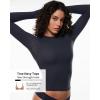 imageINLYRIC Womens Long Sleeve TShirts Crew Neck Basic Fitted Slim Crop Tops Going Out Trendy Tops Spring TeesTrue Navy