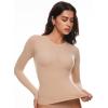 imageINLYRIC Womens Long Sleeve TShirts Crew Neck Basic Fitted Slim Crop Tops Going Out Trendy Tops Spring TeesWheat Beige