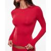 imageINLYRIC Womens Long Sleeve TShirts Crew Neck Basic Fitted Slim Tees Thermal Going Out Trendy Crop TopsAurora Red