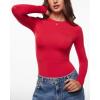 imageINLYRIC Womens Long Sleeve TShirts Crew Neck Basic Fitted Slim Tees Thermal Going Out Trendy Crop TopsAurora Red