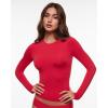 imageINLYRIC Womens Long Sleeve TShirts Crew Neck Basic Fitted Slim Tees Thermal Going Out Trendy Crop TopsAurora Red
