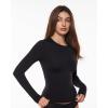 imageINLYRIC Womens Long Sleeve TShirts Crew Neck Basic Fitted Slim Tees Thermal Going Out Trendy Crop TopsBlack