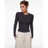 imageINLYRIC Womens Long Sleeve TShirts Crew Neck Basic Fitted Slim Tees Thermal Going Out Trendy Crop TopsBlack