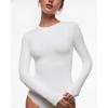 imageINLYRIC Womens Long Sleeve TShirts Crew Neck Basic Fitted Slim Tees Thermal Going Out Trendy Crop TopsSnow White