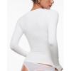 imageINLYRIC Womens Long Sleeve TShirts Crew Neck Basic Fitted Slim Tees Thermal Going Out Trendy Crop TopsSnow White