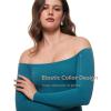 imageINLYRIC Womens Natrelax Off The Shoulder Bodysuit Long Sleeve Thong Sexy Bodycon Slim Fit Tops LeotardBorealis Green