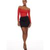 imageINLYRIC Womens Natrelax Off The Shoulder Bodysuit Long Sleeve Thong Sexy Bodycon Slim Fit Tops LeotardDeep Red