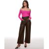 imageINLYRIC Womens Natrelax Off The Shoulder Bodysuit Long Sleeve Thong Sexy Bodycon Slim Fit Tops LeotardHot Pink