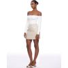 imageINLYRIC Womens Natrelax Off The Shoulder Bodysuit Long Sleeve Thong Sexy Bodycon Slim Fit Tops LeotardWhite