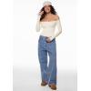 imageINLYRIC Womens Natrelax Off The Shoulder Bodysuit Long Sleeve Thong Sexy Bodycon Slim Fit Tops LeotardWhite Apricot