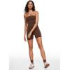 imageINLYRIC Womens Natrelax Strapless Jumpsuit  One Piece Tube Top Sexy Bodycon Workout Shorts Rompers Summer OutfitsCoffee Brown