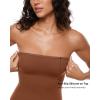 imageINLYRIC Womens Natrelax Strapless Jumpsuit  One Piece Tube Top Sexy Bodycon Workout Shorts Rompers Summer OutfitsCroissant Brown