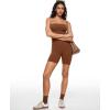 imageINLYRIC Womens Natrelax Strapless Jumpsuit  One Piece Tube Top Sexy Bodycon Workout Shorts Rompers Summer OutfitsCroissant Brown