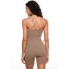 imageINLYRIC Womens Natrelax Strapless Jumpsuit  One Piece Tube Top Sexy Bodycon Workout Shorts Rompers Summer OutfitsLatte Coffee