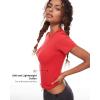 imageINLYRIC Womens Summer Short Sleeve Tops  Cotton Trendy Cute Basic Casual Crew Neck Single Layer T Shirts Tees TopsDeep Red
