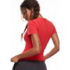 imageINLYRIC Womens Summer Short Sleeve Tops  Cotton Trendy Cute Basic Casual Crew Neck Single Layer T Shirts Tees TopsDeep Red