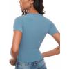 imageINLYRIC Womens Summer Short Sleeve Tops  Cotton Trendy Cute Basic Casual Crew Neck Single Layer T Shirts Tees TopsUniverse Blue