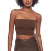 imageINLYRIC Natrelax Womens Tube Tops Strapless Bandeau Crop Top Double Lined Sexy Summer Going Out Tops Solid StretchyCoffee Brown