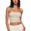 imageINLYRIC Natrelax Womens Tube Tops Strapless Bandeau Crop Top Double Lined Sexy Summer Going Out Tops Solid StretchyFlax Beige