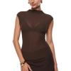 imageINLYRIC Womens Cosnufy Mesh Sheer Mock Turtle Neck Tank Tops See Through Sleeveless Sexy Summer Going Out TopsHazelnut
