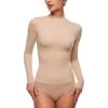 imageINLYRIC Womens Inbarely Soft Mock Turtleneck Double Lined Long Sleeve Tops Going Out Slim Fitted Sexy Trendy TShirtsWheat Beige