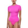 imageINLYRIC Womens Inbarely Soft Short Sleeve Tops Crew Neck Summer Going Out Tees Basic Slim Fitted Breathable TShirtGlitter Rose  See Through