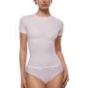 imageINLYRIC Womens Inbarely Soft Short Sleeve Tops Crew Neck Summer Going Out Tees Basic Slim Fitted Breathable TShirtSnow White  See Through