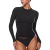 imageINLYRIC Womens Long Sleeve TShirts Crew Neck Basic Fitted Slim Crop Tops Going Out Trendy Tops Spring TeesBlack