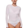 imageINLYRIC Womens Long Sleeve TShirts Crew Neck Basic Fitted Slim Crop Tops Going Out Trendy Tops Spring TeesSnow White  See Through