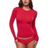 imageINLYRIC Womens Long Sleeve TShirts Crew Neck Basic Fitted Slim Tees Thermal Going Out Trendy Crop TopsAurora Red