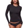imageINLYRIC Womens Long Sleeve TShirts Crew Neck Basic Fitted Slim Tees Thermal Going Out Trendy Crop TopsBlack