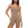imageINLYRIC Womens Natrelax Strapless Jumpsuit  One Piece Tube Top Sexy Bodycon Workout Shorts Rompers Summer OutfitsLatte Coffee
