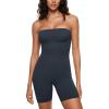 imageINLYRIC Womens Natrelax Strapless Jumpsuit  One Piece Tube Top Sexy Bodycon Workout Shorts Rompers Summer OutfitsTwilight Blue
