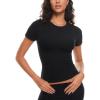 imageINLYRIC Womens Summer Short Sleeve Tops  Cotton Trendy Cute Basic Casual Crew Neck Single Layer T Shirts Tees TopsBlack