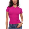 imageINLYRIC Womens Summer Short Sleeve Tops  Cotton Trendy Cute Basic Casual Crew Neck Single Layer T Shirts Tees TopsGranita Pink